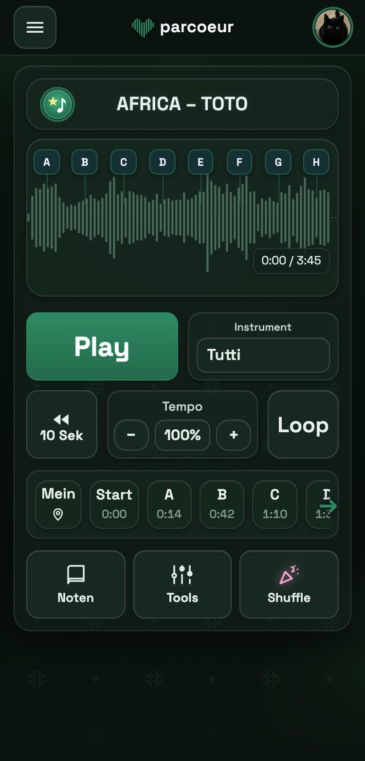 parcoeur im Look „Green Harmony“ mit dem Logo für eine Jugendmusik.